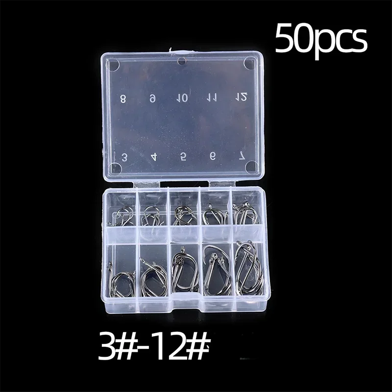 Circle Fishhook 3#-12# Jig Barbed Bait Tackle 50-1600Pcs/Box