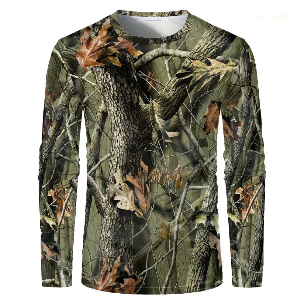Men Camouflage Forest Hunting T-shirt Utdoor Quick Drying Breathable Hiking Long Sleeve.