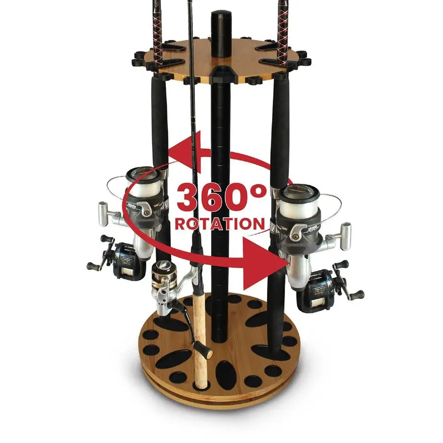 Creek Creations Fishing Rod Holder 360 Spinning Rack for Garage Organization.