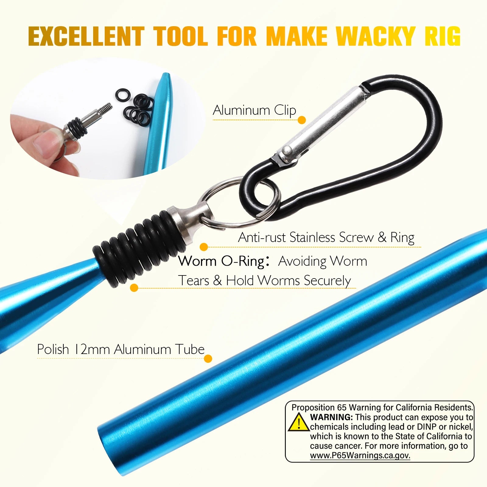 152Pcs Wacky Worm Kit for Bass Trout Fishing - Soft Plastic Baits, Bass Hooks.