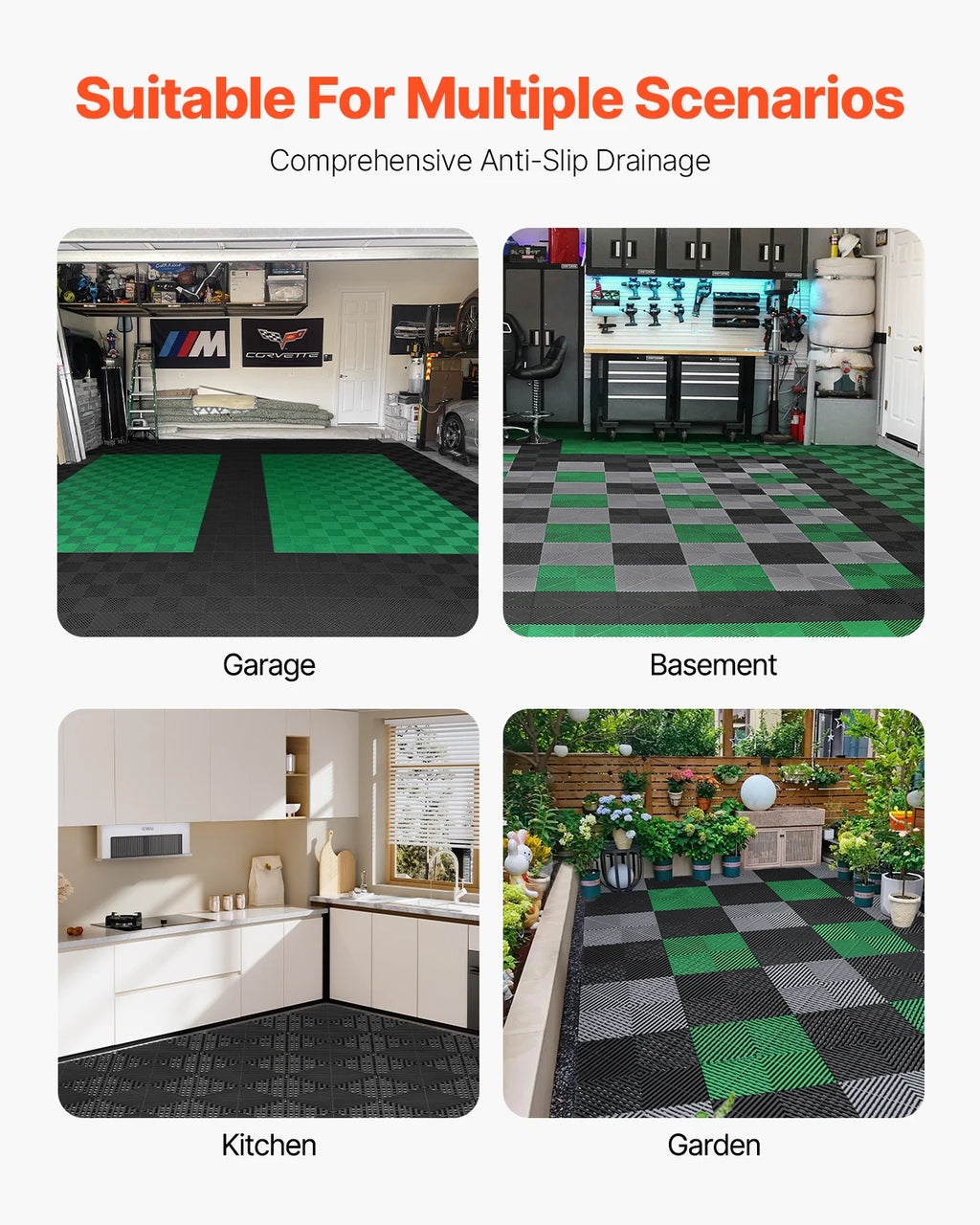 SucceBuy Interlocking Drainage Mat 12inx12in.