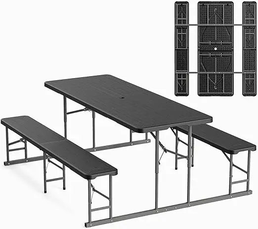 Folding Picnic Table and Bench Set, Portable Outdoor Dining Furniture for Camping.