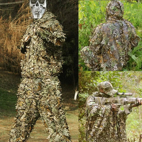 3D Ghillie Suit Tactical Outdoor Camouflage Clothes Leafy Bionic Jungle.