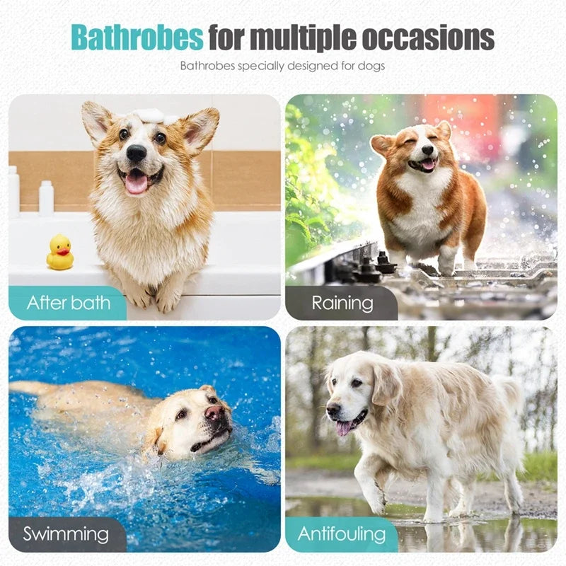 Pet Bathrobe Coat Fast Water Absorbent Towel for Large Medium Small Dogs.
