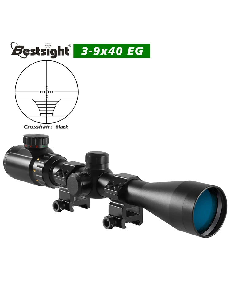 Riflescope 3-9x40 Rifle Sniper Scope Red or Green Illuminated Optical with Mounts.