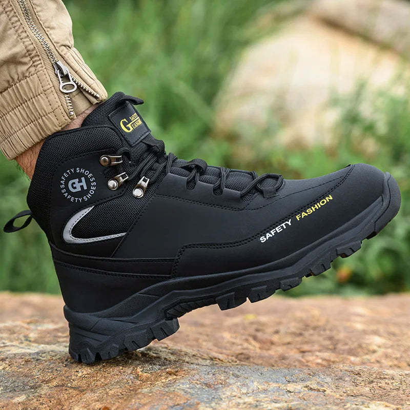 High Top Safety Shoes Men Steel Toe Work Shoes Men Work Safety Boots Anti Smash.