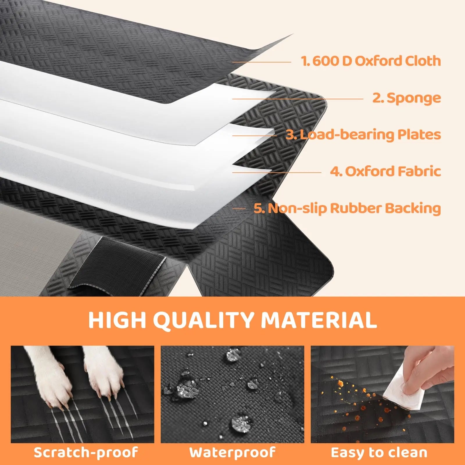 Car Rear Seat Dog Seat Cover, Hard Bottom Rear Seat Extender.