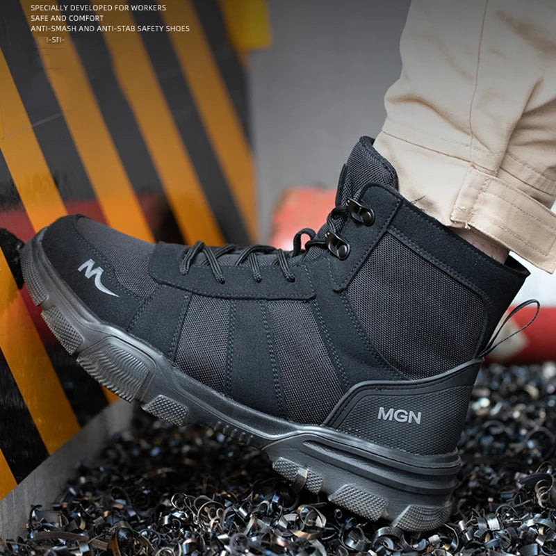 Work Boots Indestructible Safety Shoes Men Steel Toe Shoes Puncture-Proof Sneakers.