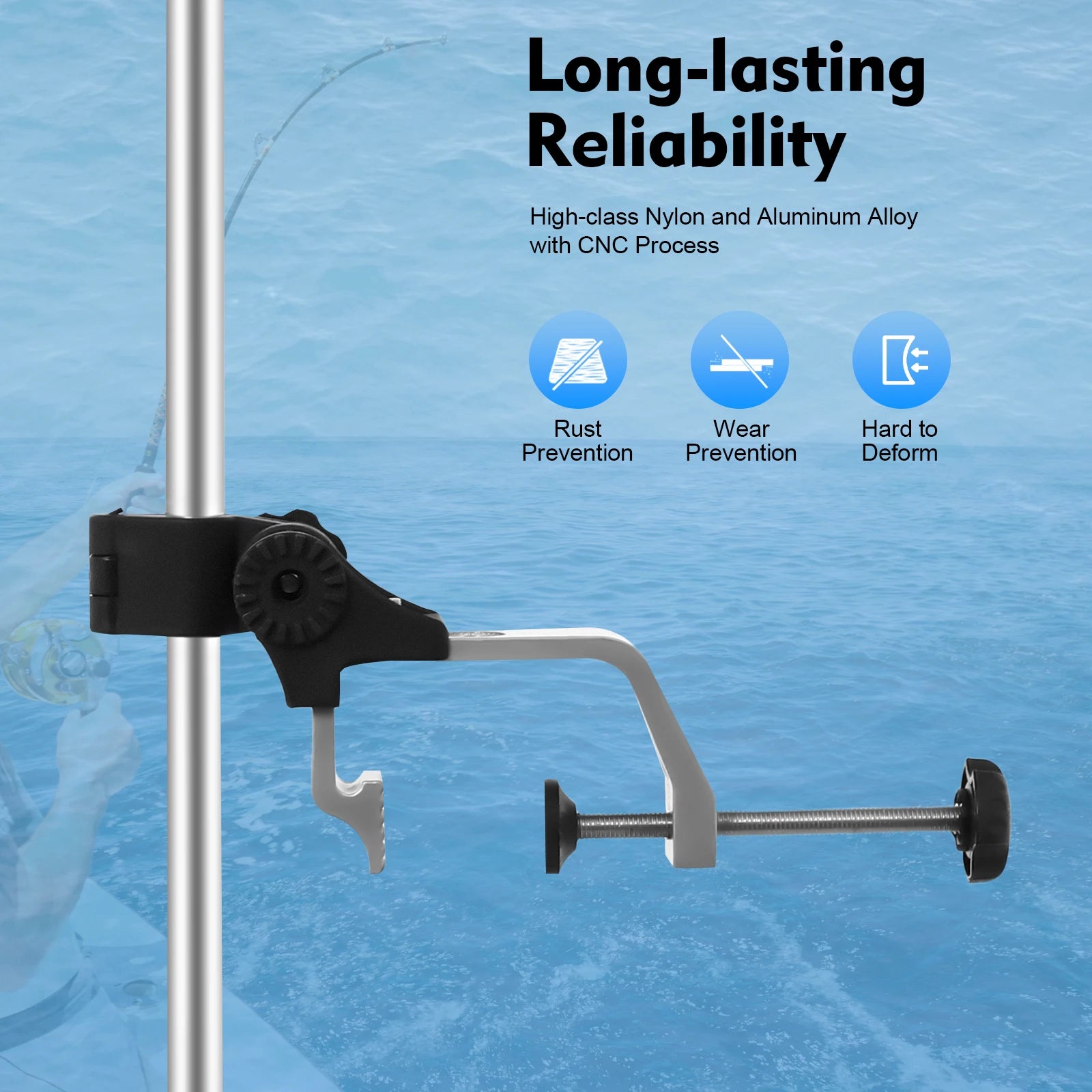 Portable Transducer Mount Universal 360° Adjustable Rotating Fish Finder Mount.