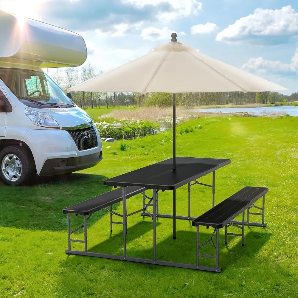 Folding Picnic Table and Bench Set, Portable Outdoor Dining Furniture for Camping.