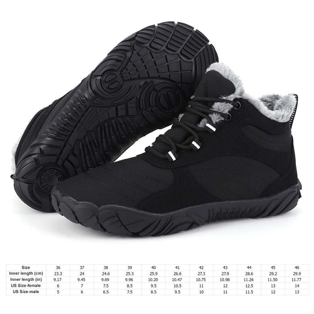 Winter Plush Boots Wide Toe Box Barefoot Shoes Non Slip Outdoor.