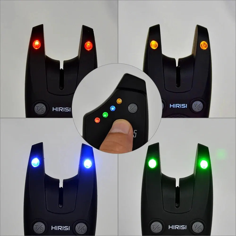 Hirisi Wireless Fishing Bite Alarm Set – 4 Sensors + Receiver | Waterproof Carp & Catfish Alarm