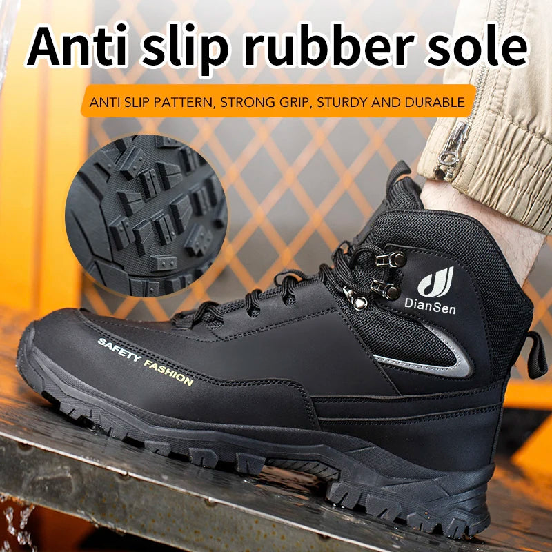 Safety Shoes Steel Toe Work Boots High Top Anti-Puncture Anti-smash.