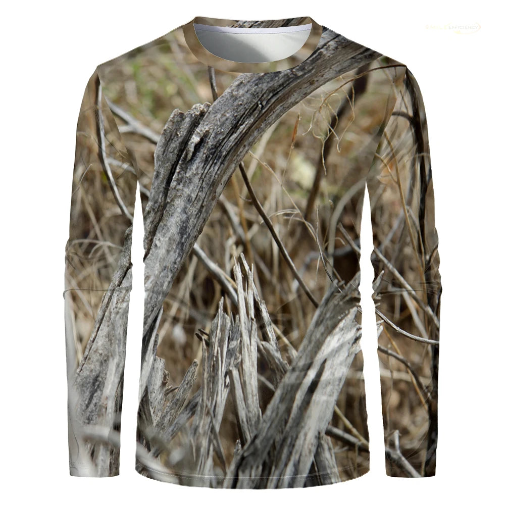 Men Camouflage Forest Hunting T-shirt Utdoor Quick Drying Breathable Hiking Long Sleeve.