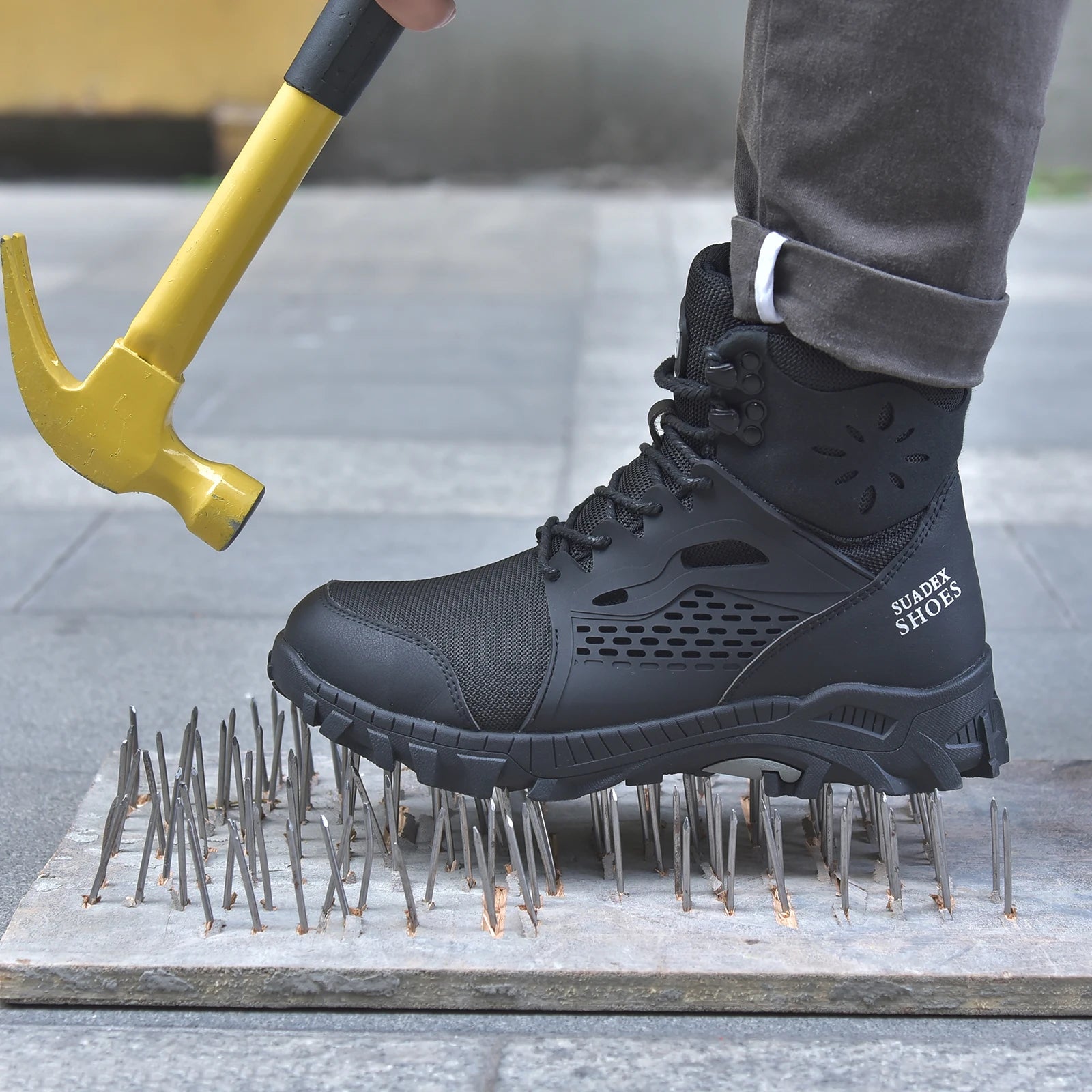 SUADEX S1 Safety Boots Men Work Shoes Anti-Smashing Steel Toe Work Safety Shoes Male.