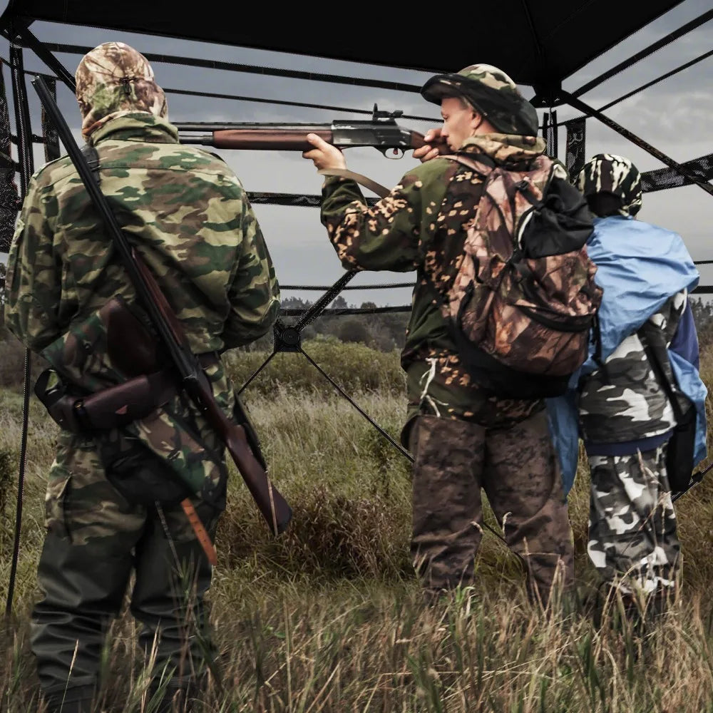 Camouflage Hunting Blind for 3-4 People w/270° Viewing Range Carrying Bag