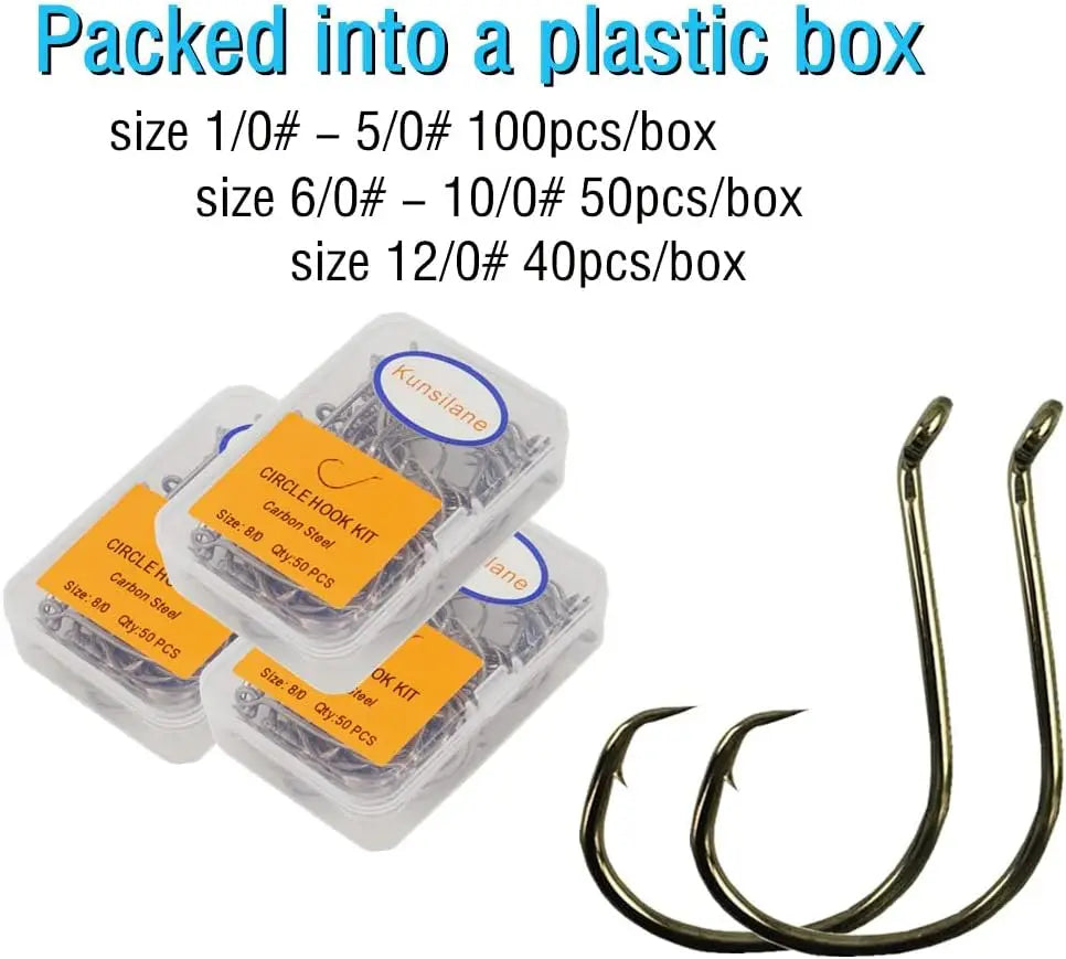 Catfishing Circle Hooks 50/100Pcs – Octopus Style, Sizes 1/0–14/0 for Catfish, Bass & Redfish
