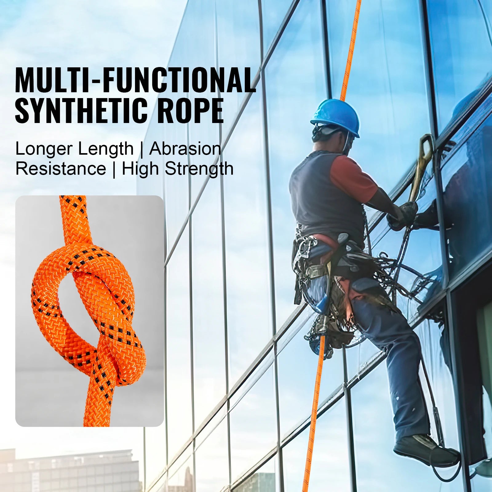 SucceBuy 120ft Dual-Weave Polyester Cord 3/8 1/2in 48-Strand Multi-Use Rope for Arborist.