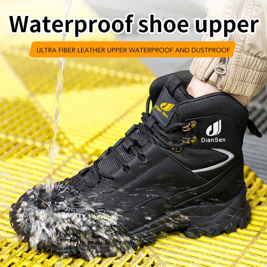 Safety Shoes Steel Toe Work Boots High Top Anti-Puncture Anti-smash.