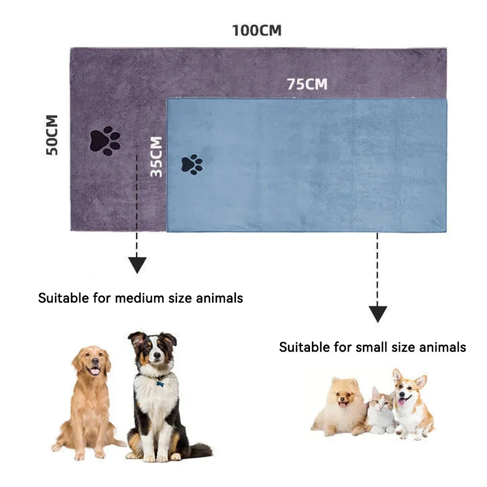 1Pc Pet Towel Soft, Thickened and Quick-drying Small Large Dog Cat Bath Towel Absorbs Water.
