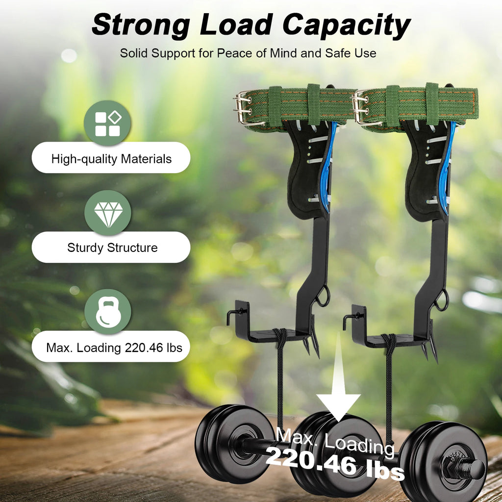1 Set Portable Tree Climbing Spike Set with Safety Belt Practical Climbing Tree Spikes.