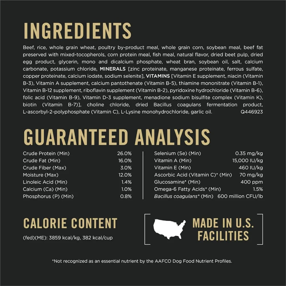 Complete Essentials Shredded Blend Beef and Rice Dog Food Dry Formula.