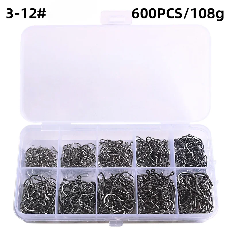 Circle Fishhook 3#-12# Jig Barbed Bait Tackle 50-1600Pcs/Box