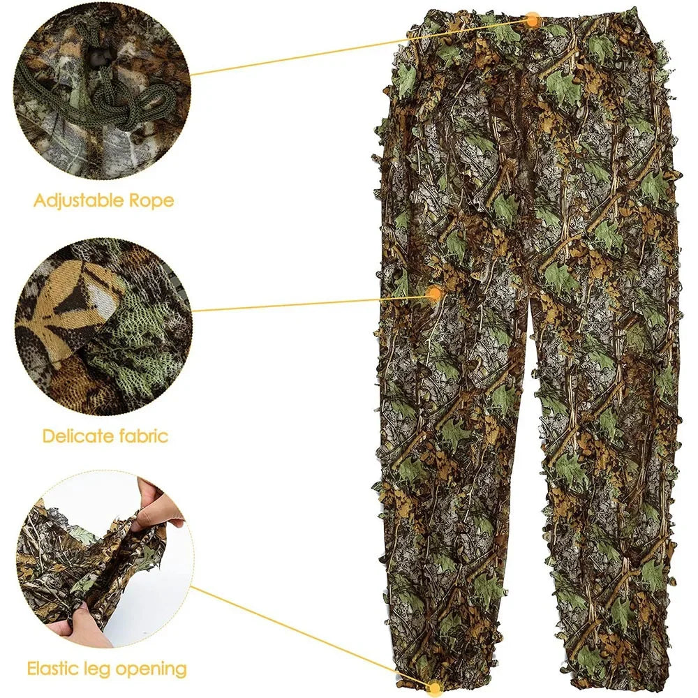 3D Ghillie Suit Tactical Outdoor Camouflage Clothes Leafy Bionic Jungle.
