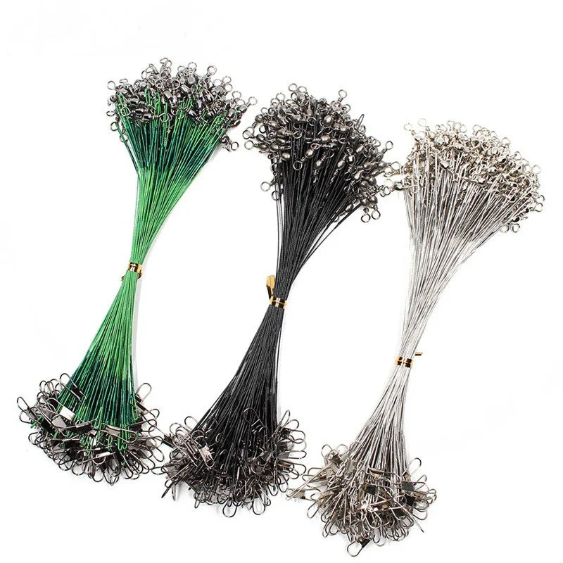 Anti Bite Steel Fishing Line Steel Wire Leader With Swivel Fishing Accessory.