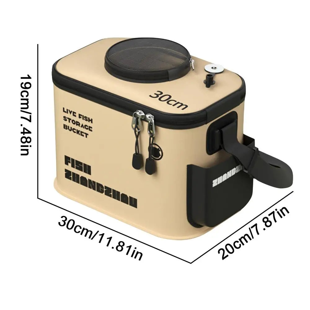 Folding Live Fish Bucket EVA Thickened Fishing Bucket Portable Water.