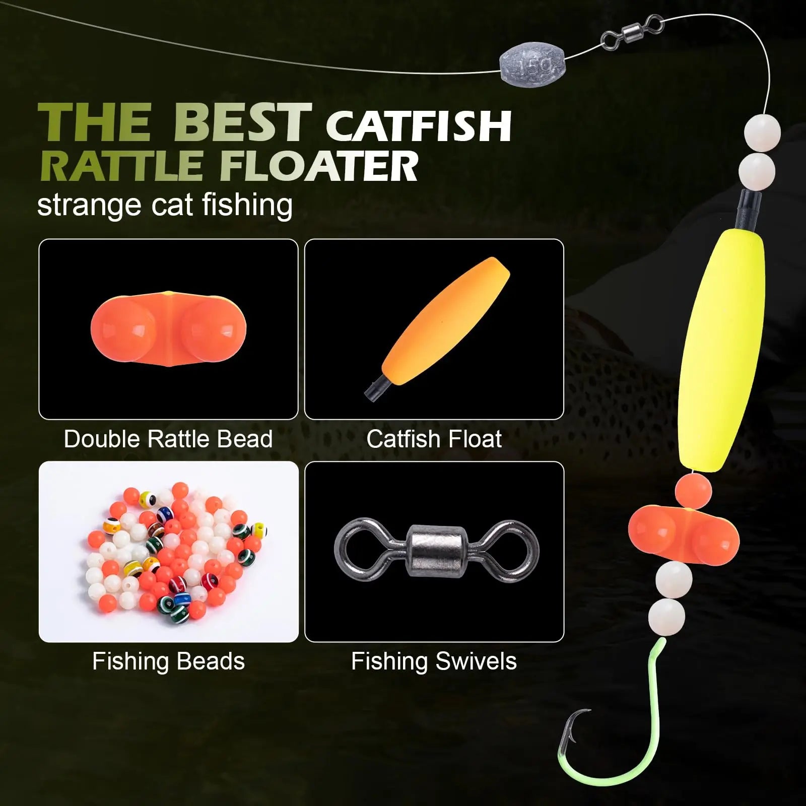 Goture Catfish Rig DIY Making Kit Bank Fishing Catfishing Tackle Catfish.