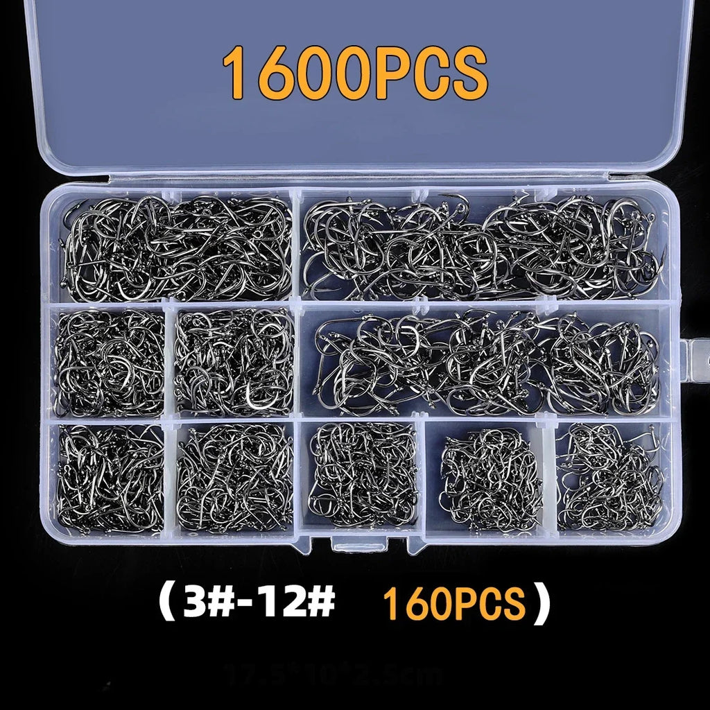 Circle Fishhook 3#-12# Jig Barbed Bait Tackle 50-1600Pcs/Box