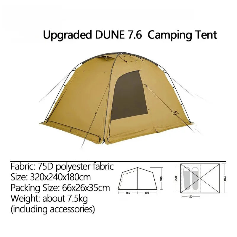 Naturehike Dune 7.6 Camping Tent 4 Season for 2-4 Person Waterproof Windproof.