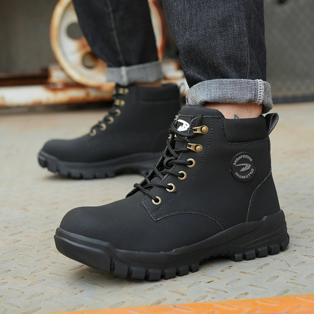 Safety Shoes Steel Toe Boots for Men Adjustable Soft Work Sneakers.