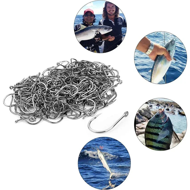 Circle Fishhook 3#-12# Jig Barbed Bait Tackle 50-1600Pcs/Box