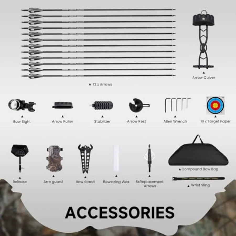 Lightweight Compound Bow Package Fully Adjustable for Adults.