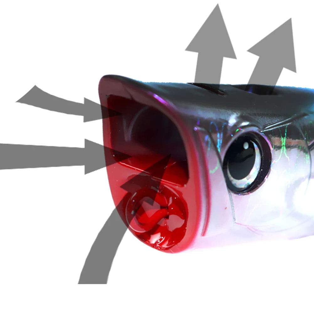 Popper Fishing Lure with Hook Floating Fishing Lure 3D Eyes Artificial.