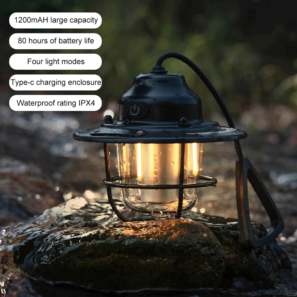 LED Camping Lantern Dimming Emergency Lamp Type C Charging Retro Camping.