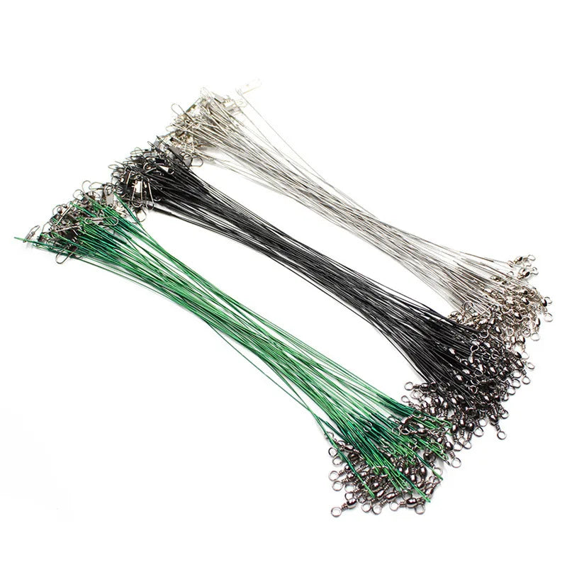 Anti Bite Steel Fishing Line Steel Wire Leader With Swivel Fishing Accessory.
