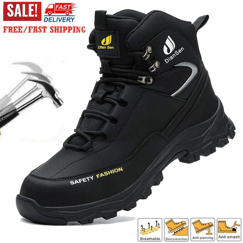 SUADEX Steel Toe Boots for Men Work Boots Indestructible Work Shoes.