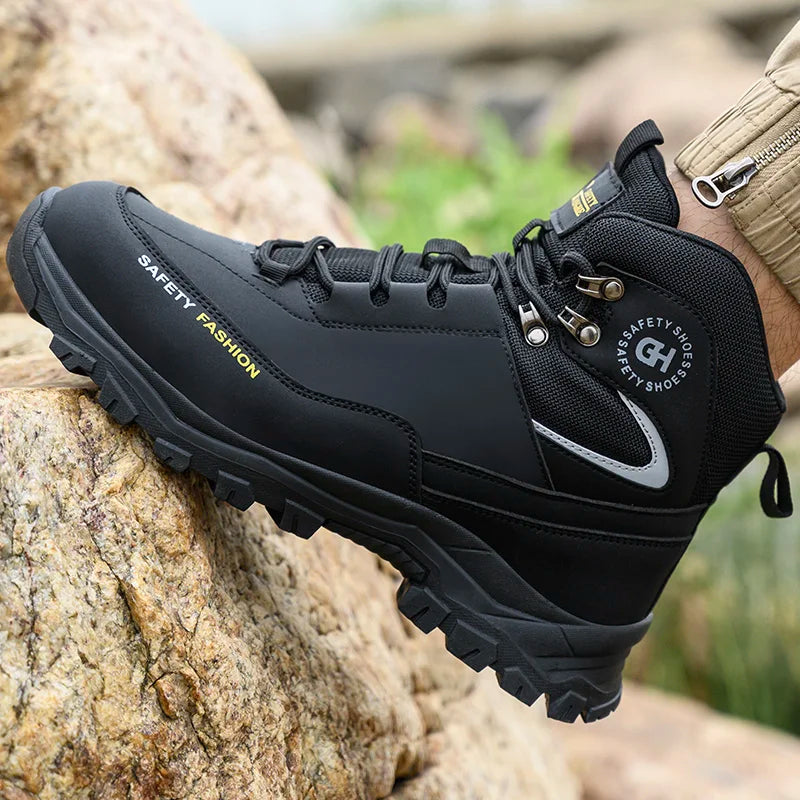 High Top Safety Shoes Men Steel Toe Work Shoes Men Work Safety Boots Anti Smash.