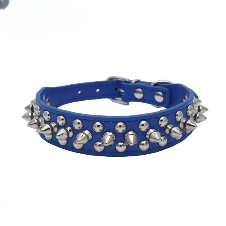 Adjustable Leather Pet Dog collar Neck Strap Supplies PU Leather Punk.