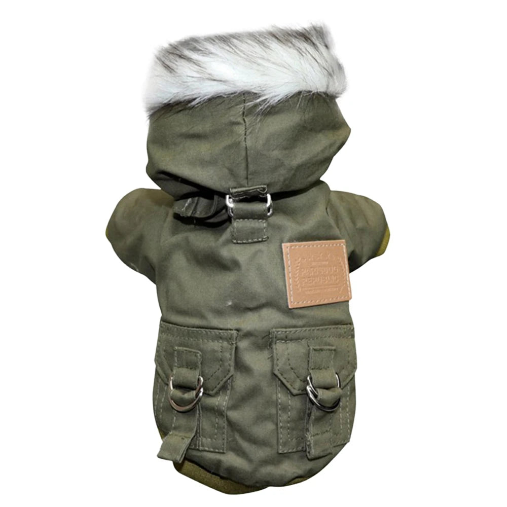 Pet Dog Jacket With Harness Winter Heavy Hiking Coat Dog Warm Hoodie Vest.