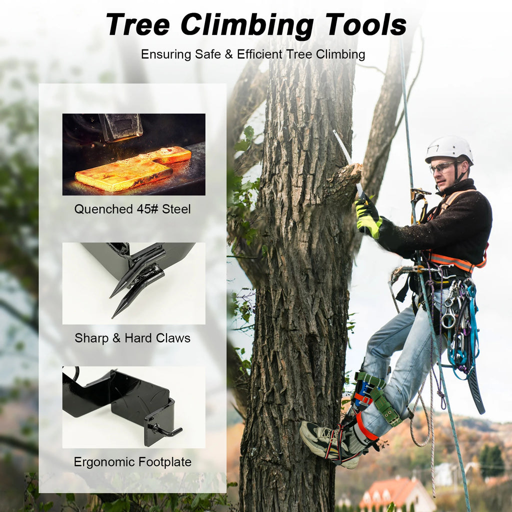 1 Set Portable Tree Climbing Spike Set with Safety Belt Practical Climbing Tree Spikes.