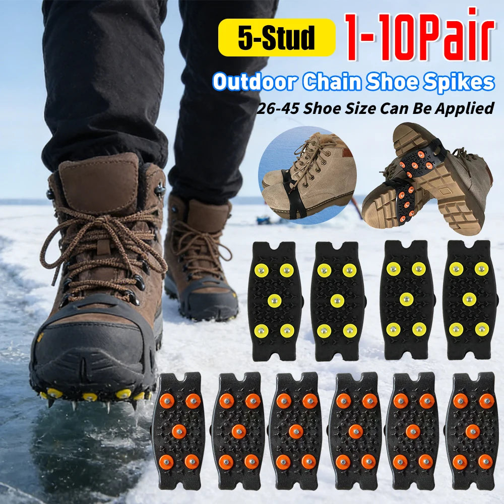 1/2Pair 19 Teeth Snow Spikes Crampons Anti Slip Ice Gripper.