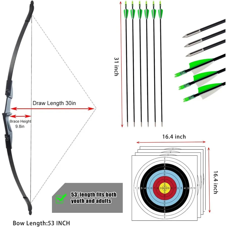 Archery Bow and Arrow Adult - Takedown Recurve Bows Archery Set for Adults.