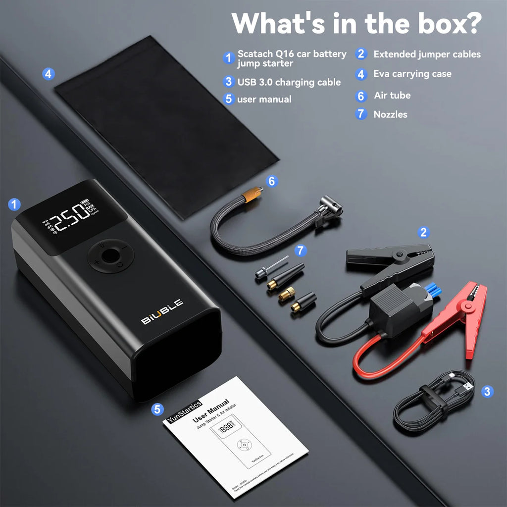 Car Jump Starter Air Pump 150PSI 26800mAh Peak Car Battery Booster Tire Air Compressor
