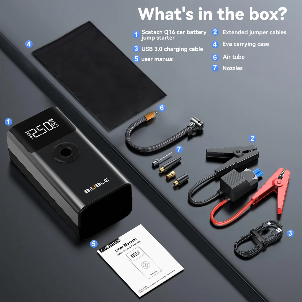 Car Jump Starter Air Pump 150PSI 26800mAh Peak Car Battery Booster Tire Air Compressor