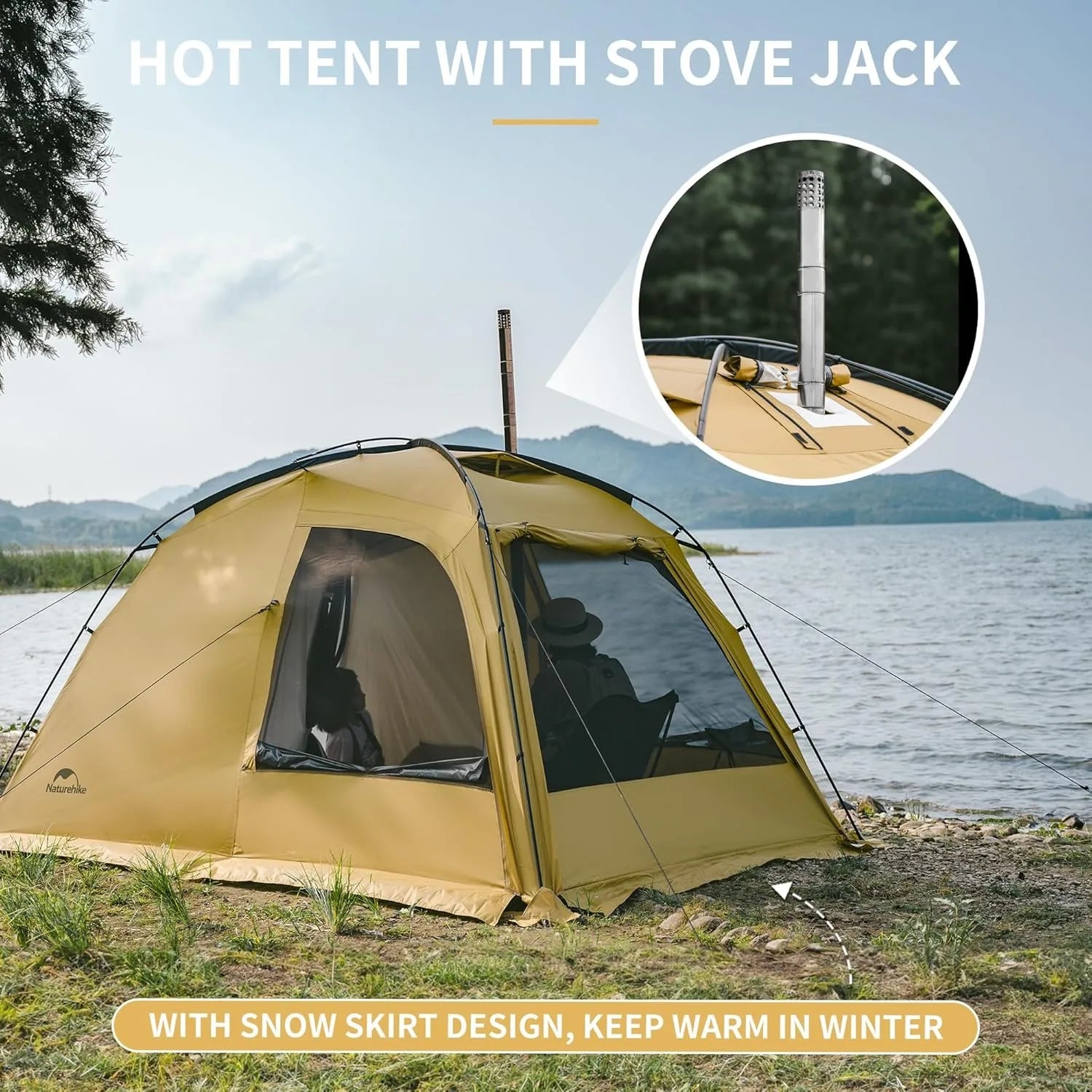Naturehike Dune 7.6 Camping Tent 4 Season for 2-4 Person Waterproof Windproof.
