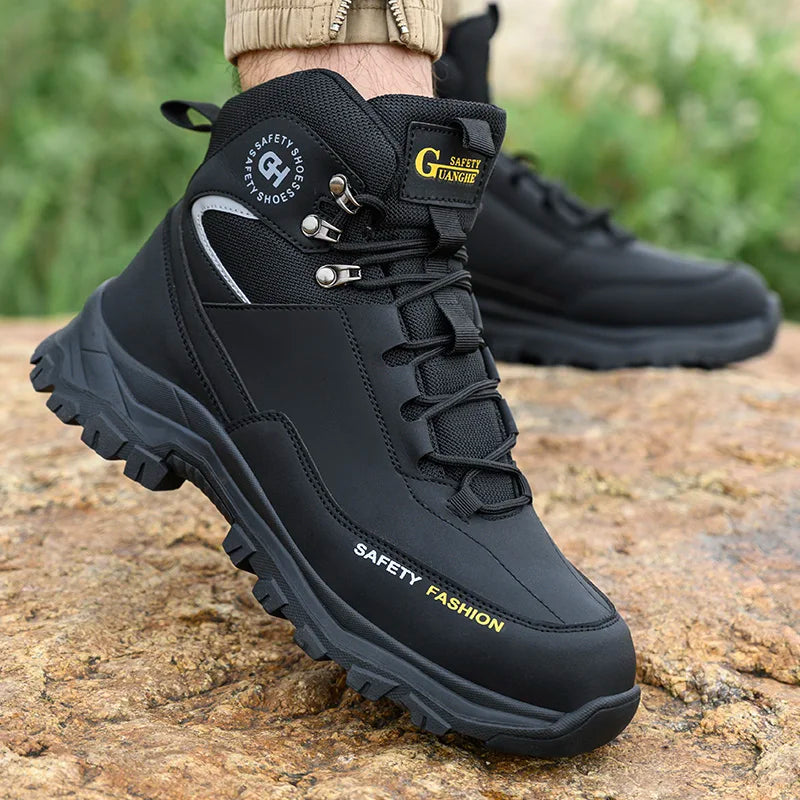 High Top Safety Shoes Men Steel Toe Work Shoes Men Work Safety Boots Anti Smash.